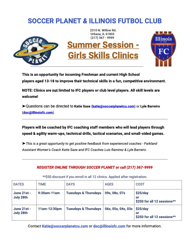 Soccer Planet IFC Summer Skills Clinic Flyer Soccer Planet IFC Summer Skills Clinic Flyer